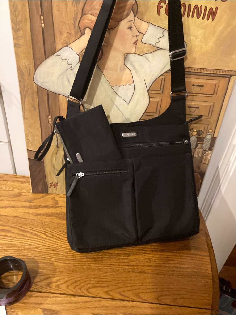 Baggallini On Track Zip Crossbody With RFID Phone Wristlet EUC